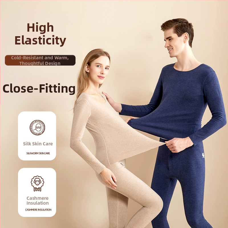 Нов стилен, голям размер, вътрешен топъл костюм за мъже и жени, есенно-зимен, с подплата от полар, удебелен, студоустойчив, опростен, универсален, базов, есенен, дреха и панталони