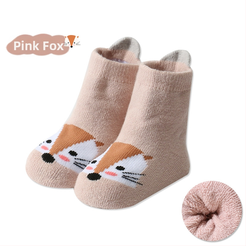 Talvised paksendatud stereo multifilmi beebirätikuga sokid imikutele ja väikelastele, väljastades soojad sokid, suure kontsaga froteesokid