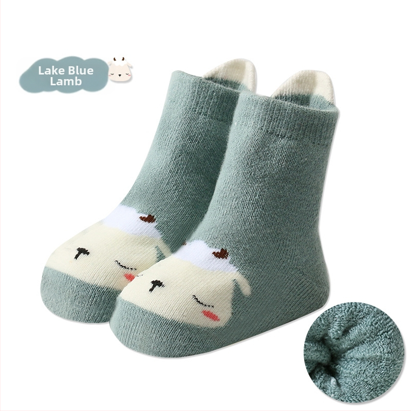 Talvised paksendatud stereo multifilmi beebirätikuga sokid imikutele ja väikelastele, väljastades soojad sokid, suure kontsaga froteesokid