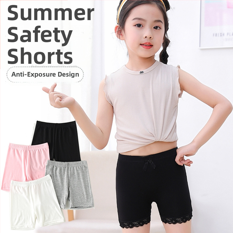 Tüdrukute turvapüksid kevadel ja suvel uued jooksmisvastased kerged suvised õhukesed beebi- ja lastekindlustusega tüdrukute lühikesed püksid jalgevahele