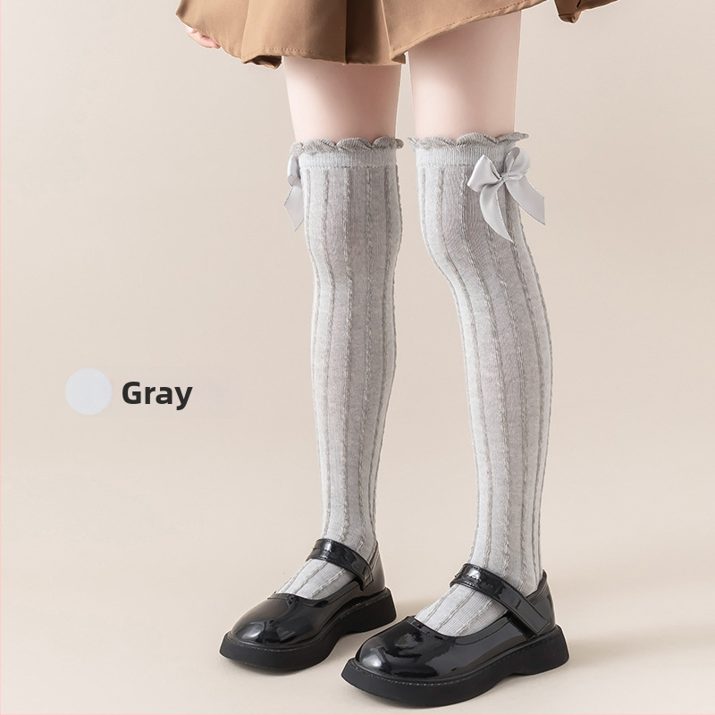 Tüdrukute suvised õhukesed põlvekõrgused võrksokid, beebi sääsesokid, laste suvised lillekujulised lipsuga kõrged sokid