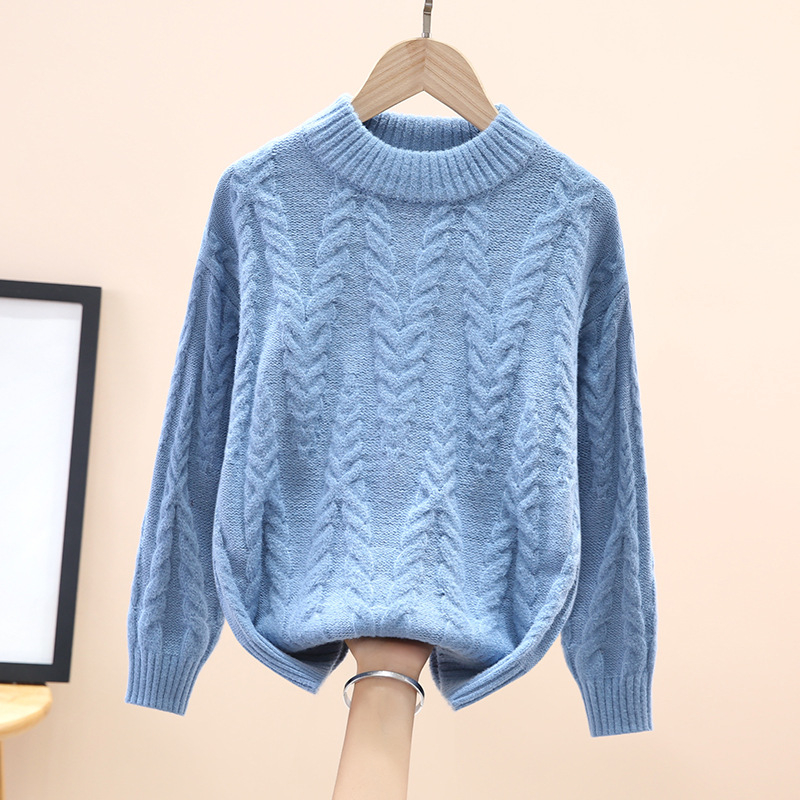 Dječji prugasti dječji zimski pulover s flis podstavom, zadebljanim donjim dijelom, pulover u zapadnjačkom stilu, korejski stil, okrugli izrez