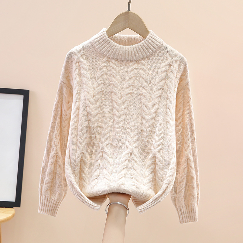 Dječji prugasti dječji zimski pulover s flis podstavom, zadebljanim donjim dijelom, pulover u zapadnjačkom stilu, korejski stil, okrugli izrez