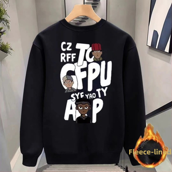 Есен 2024 Нов суитшърт с кръгло деколте за мъже и жени, национална мода за тийнейджъри, свободен вътрешен суитшърт с дълъг ръкав и щампована буква