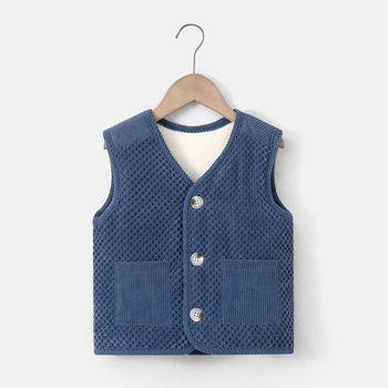 Lasteriiete vest väikestele ja keskmise suurusega lastele aurutatud sametist vest 2024. aasta sügis- ja talve uus plüüsvest Korea stiilis vest