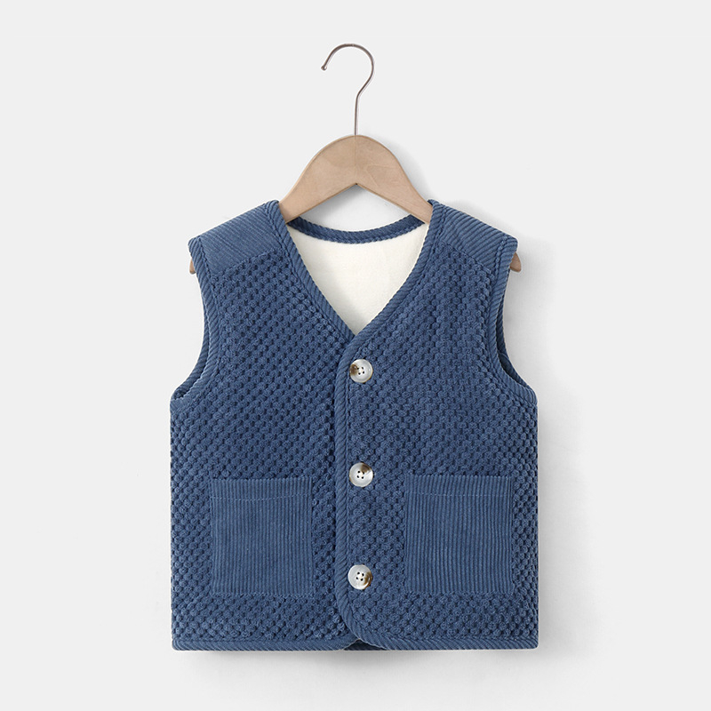 Lasteriiete vest väikestele ja keskmise suurusega lastele aurutatud sametist vest 2024. aasta sügis- ja talve uus plüüsvest Korea stiilis vest