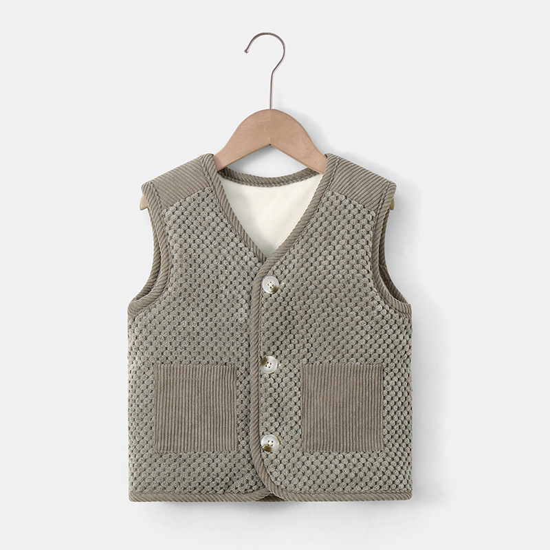 Lasteriiete vest väikestele ja keskmise suurusega lastele aurutatud sametist vest 2024. aasta sügis- ja talve uus plüüsvest Korea stiilis vest