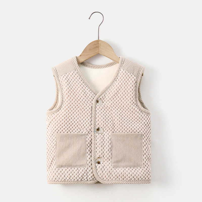 Lasteriiete vest väikestele ja keskmise suurusega lastele aurutatud sametist vest 2024. aasta sügis- ja talve uus plüüsvest Korea stiilis vest