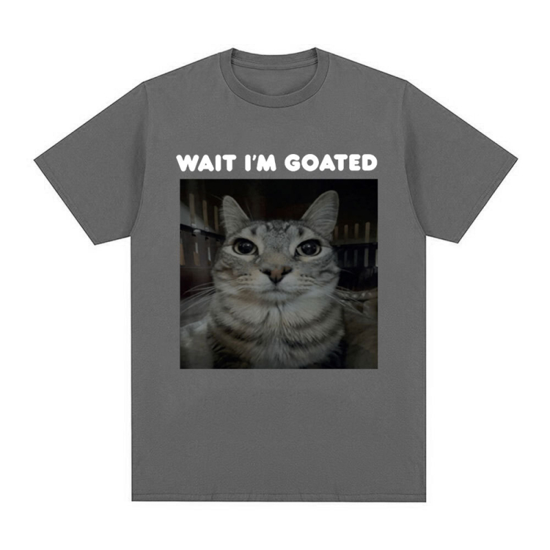 Αστείο T-shirt με θέμα "Wait I'm Goated" με θέμα "Meme Cat" Ανδρικά Ρούχα Γυναικεία Ρούχα