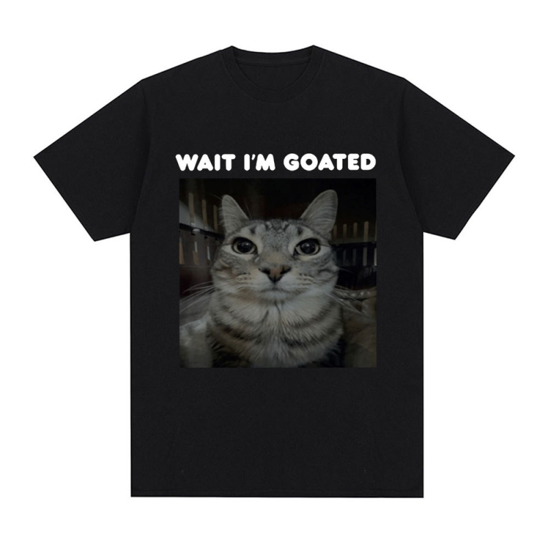 Αστείο T-shirt με θέμα "Wait I'm Goated" με θέμα "Meme Cat" Ανδρικά Ρούχα Γυναικεία Ρούχα