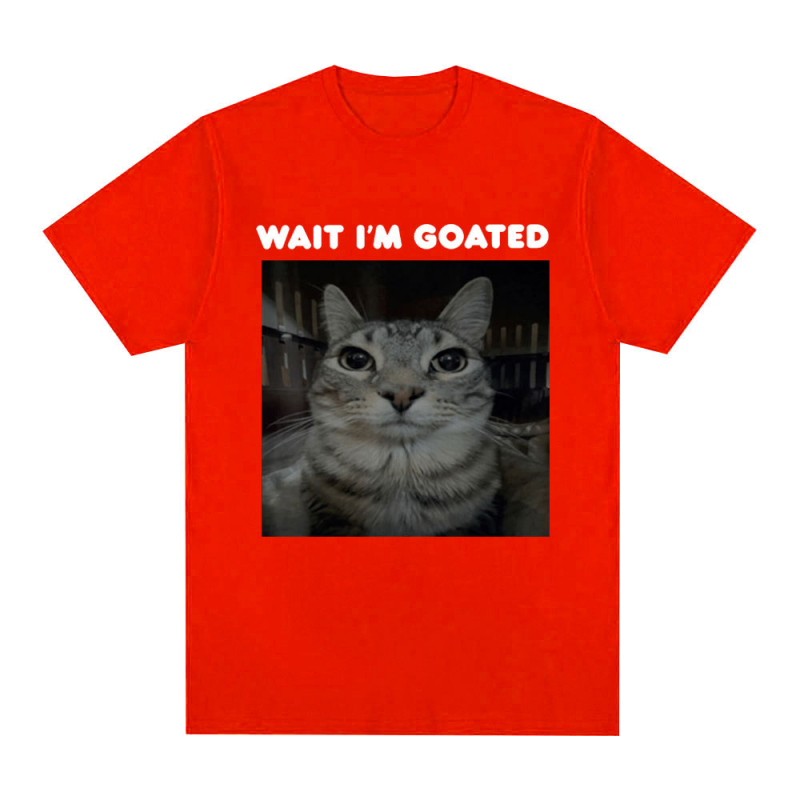 Αστείο T-shirt με θέμα "Wait I'm Goated" με θέμα "Meme Cat" Ανδρικά Ρούχα Γυναικεία Ρούχα