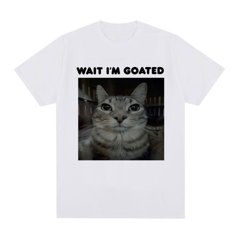 Αστείο T-shirt με θέμα "Wait I'm Goated" με θέμα "Meme Cat" Ανδρικά Ρούχα Γυναικεία Ρούχα
