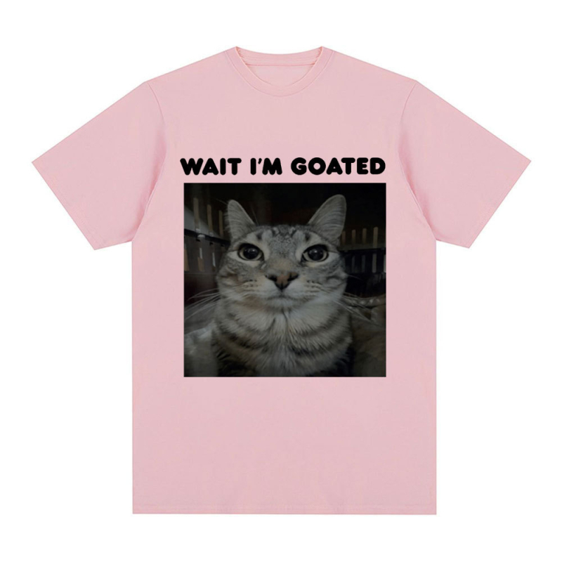 Αστείο T-shirt με θέμα "Wait I'm Goated" με θέμα "Meme Cat" Ανδρικά Ρούχα Γυναικεία Ρούχα