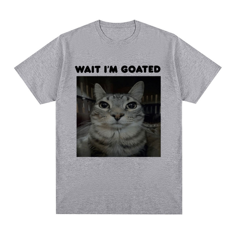 Αστείο T-shirt με θέμα "Wait I'm Goated" με θέμα "Meme Cat" Ανδρικά Ρούχα Γυναικεία Ρούχα