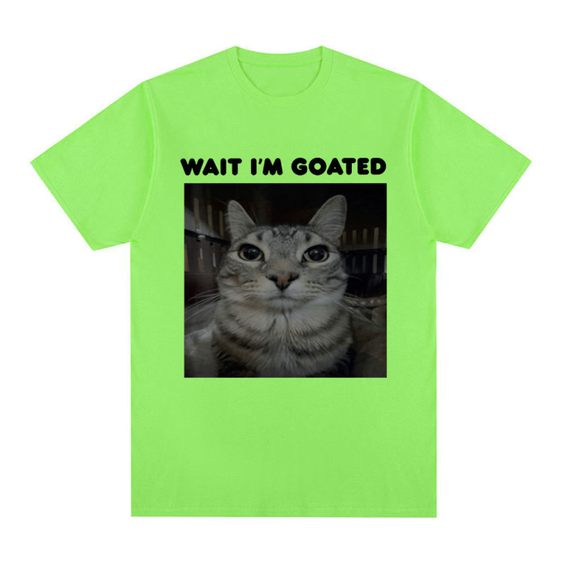 Αστείο T-shirt με θέμα "Wait I'm Goated" με θέμα "Meme Cat" Ανδρικά Ρούχα Γυναικεία Ρούχα