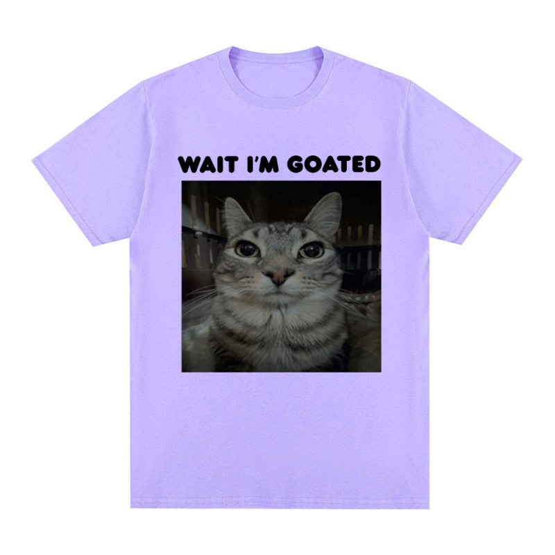 Αστείο T-shirt με θέμα "Wait I'm Goated" με θέμα "Meme Cat" Ανδρικά Ρούχα Γυναικεία Ρούχα
