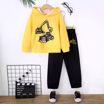 Άνοιξη και Φθινόπωρο Φούτερ με Κουκούλα - Μοντέρνο Νέο Ρούχο Δύο Τεμαχίων με Στάμπα Ποδοσφαίρου για Αγόρια - RB05-RC01