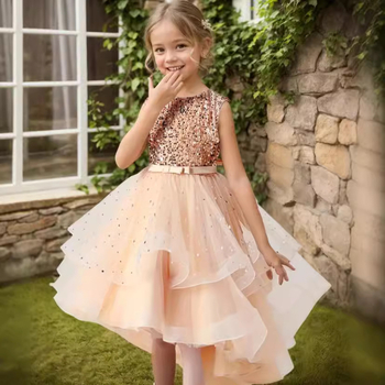 Vruće prodavani ljetni djevojački kombinezon bez rukava s šljokicama, repom i suknjom, haljina za nastupe na klaviru, tutu suknja