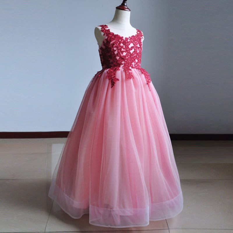 Rochie nouă pentru copii, rochie de prințesă din tifon roșu, costum de pian pentru fete, rochie de mireasă pentru copii