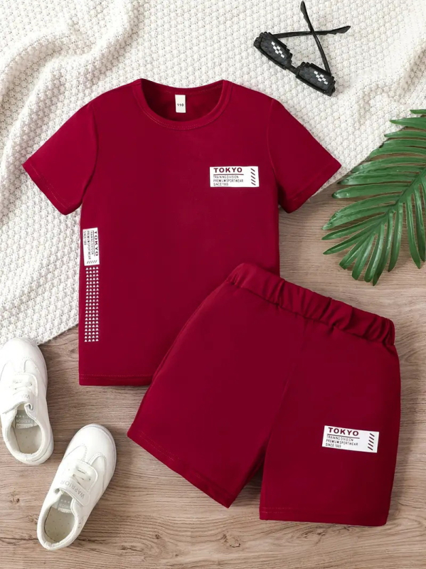 Лятна нова тениска с ръкави, топ шорти за момчета, висококачествен дишащ ежедневен костюм от две части RA01 RD02