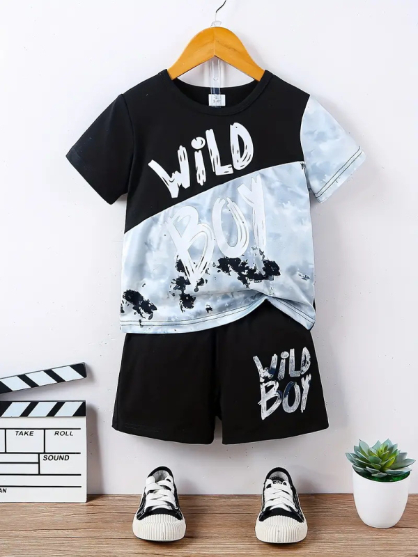 Лятна нова тениска с ръкави, топ шорти за момчета, висококачествен дишащ ежедневен костюм от две части RA01 RD02