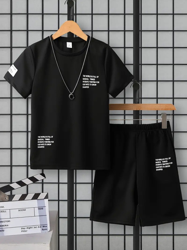 Лятна нова тениска с ръкави, топ шорти за момчета, висококачествен дишащ ежедневен костюм от две части RA01 RD02
