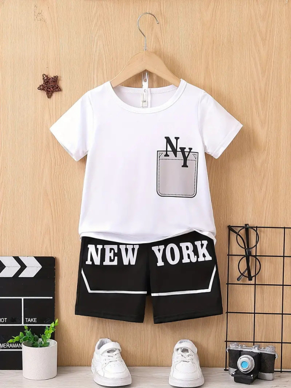 Лятна нова тениска с ръкави, топ шорти за момчета, висококачествен дишащ ежедневен костюм от две части RA01 RD02