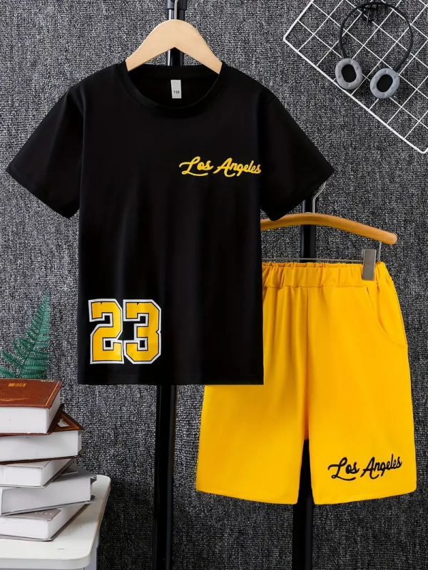 Лятна нова тениска с ръкави, топ шорти за момчета, висококачествен дишащ ежедневен костюм от две части RA01 RD02