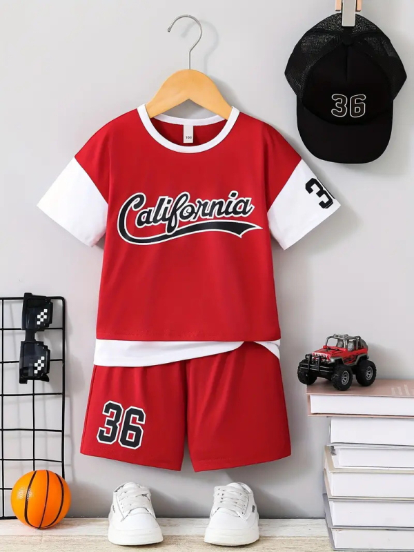 Лятна нова тениска с ръкави, топ шорти за момчета, висококачествен дишащ ежедневен костюм от две части RA01 RD02