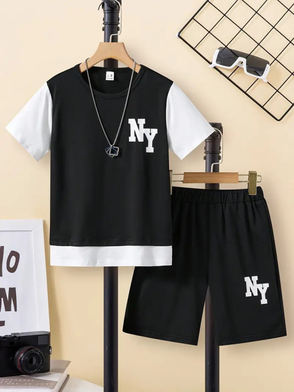 Лятна нова тениска с ръкави, топ шорти за момчета, висококачествен дишащ ежедневен костюм от две части RA01 RD02