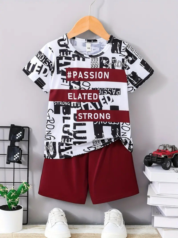 Лятна нова тениска с ръкави, топ шорти за момчета, висококачествен дишащ ежедневен костюм от две части RA01 RD02