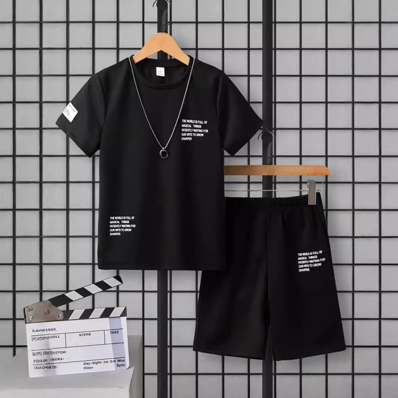 Tricou de vară nou cu mânecă scurtă, pantaloni scurți, băieți, costum casual respirabil de înaltă calitate, din două piese, RA01 RD02