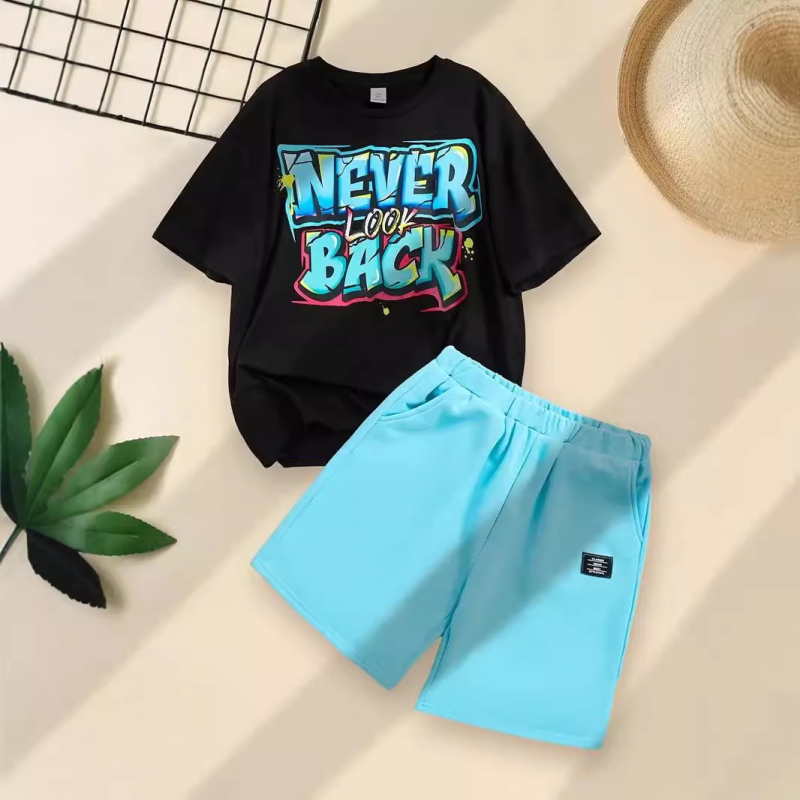 Лятна нова тениска с ръкави, топ шорти за момчета, висококачествен дишащ ежедневен костюм от две части RA01 RD02
