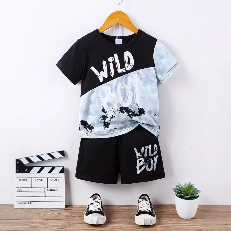 Лятна нова тениска с ръкави, топ шорти за момчета, висококачествен дишащ ежедневен костюм от две части RA01 RD02