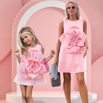 Rochie pentru fete 2025, simplă, la modă, stereo, cu imprimeu floral, rochie de performanță pentru podium, aprovizionare în Asia de Sud-Est