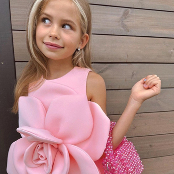 Rochie pentru fete 2025, simplă, la modă, stereo, cu imprimeu floral, rochie de performanță pentru podium, aprovizionare în Asia de Sud-Est