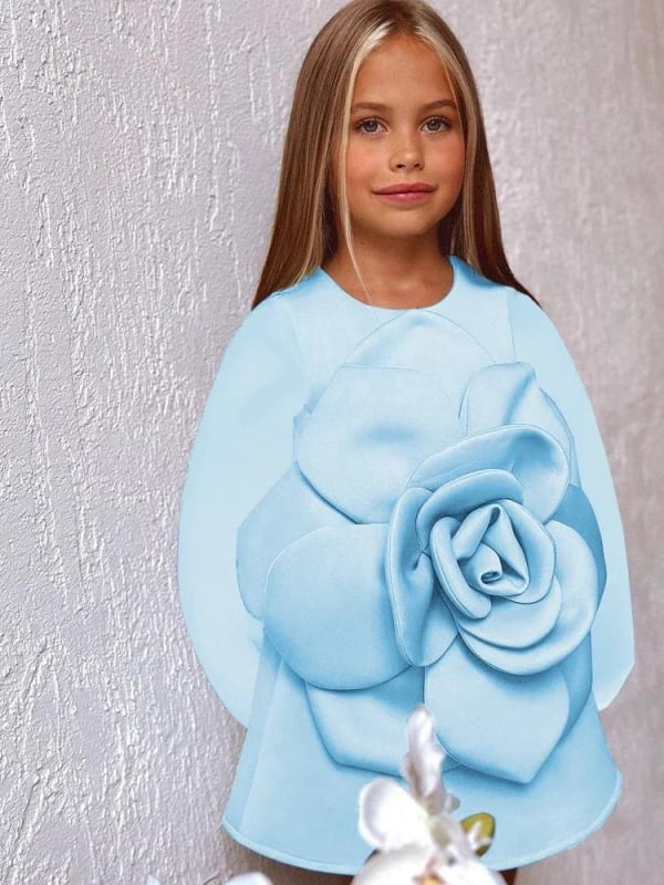 Rochie pentru fete 2025, simplă, la modă, stereo, cu imprimeu floral, rochie de performanță pentru podium, aprovizionare în Asia de Sud-Est