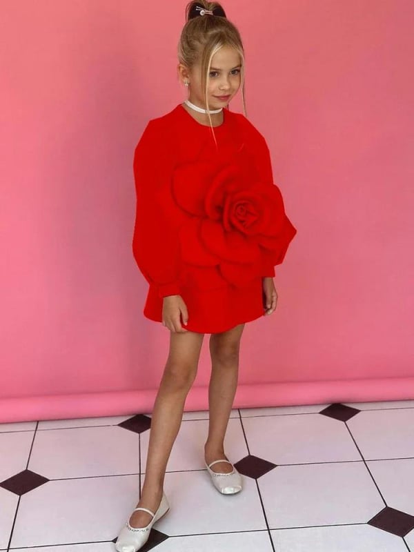 Rochie pentru fete 2025, simplă, la modă, stereo, cu imprimeu floral, rochie de performanță pentru podium, aprovizionare în Asia de Sud-Est