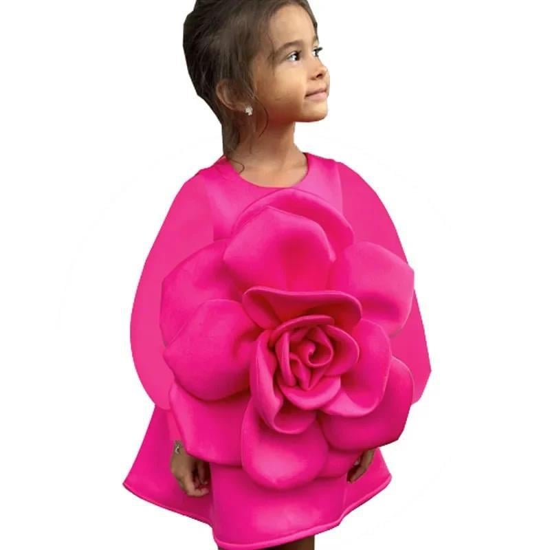 Rochie pentru fete 2025, simplă, la modă, stereo, cu imprimeu floral, rochie de performanță pentru podium, aprovizionare în Asia de Sud-Est