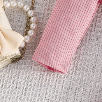 Διασυνοριακό αποκλειστικό παιδικό μονόχρωμο φόρεμα με στάμπα για μικρά και μεσαία παιδιά, μονόχρωμο, ροζ σειρά, σε δύο κομμάτια.