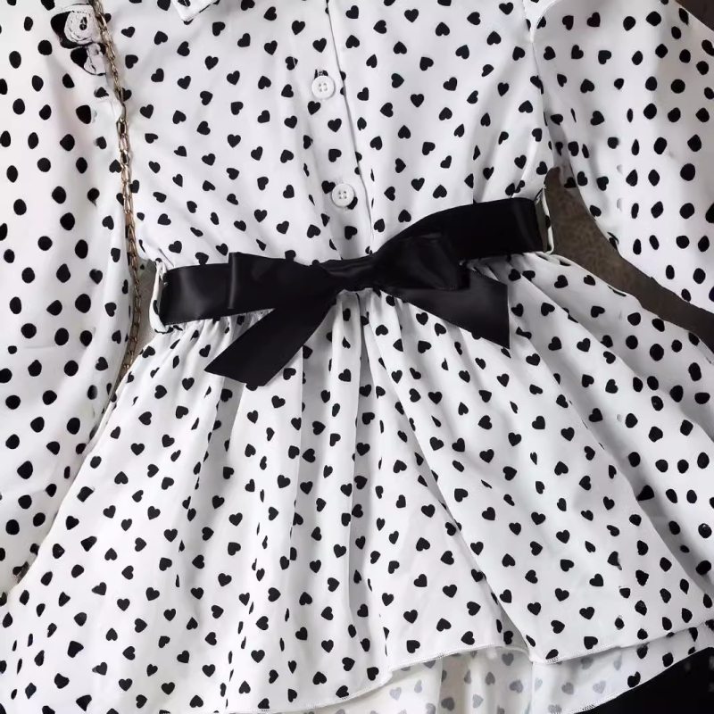 Top cu rever imprimat pentru fete AliExpress, en-gros, de primăvară și toamnă, nou, cu imprimeu de dragoste + pantaloni strâmți de culoare solidă, două piese