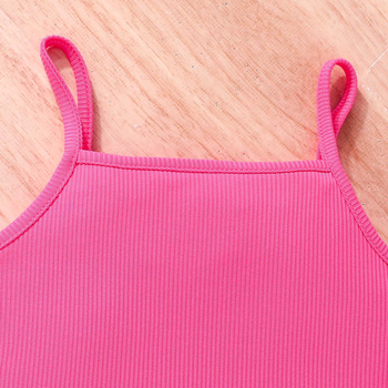 Καλοκαιρινό φόρεμα-κοστούμι για κορίτσια του 2023, κεντημένο τυπωμένο τοπ + μονόχρωμη φούστα, παιδικά ρούχα δύο τεμαχίων