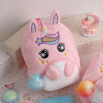 Új rajzfilm unikornis iskolatáska, gyermek aranyos nagy kapacitású hátizsák óvodások plüss hátizsák