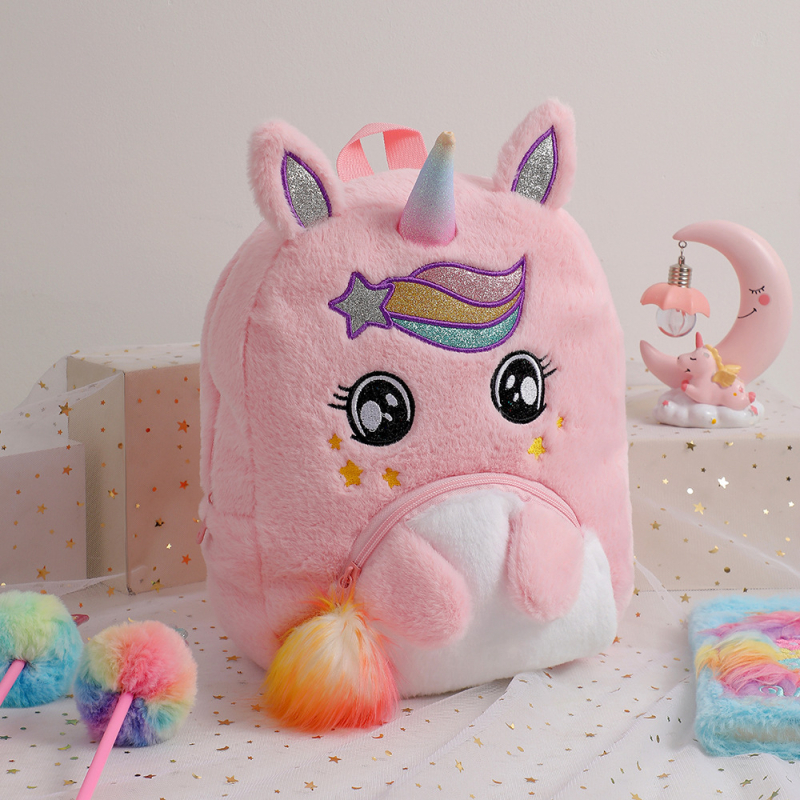Új rajzfilm unikornis iskolatáska, gyermek aranyos nagy kapacitású hátizsák óvodások plüss hátizsák