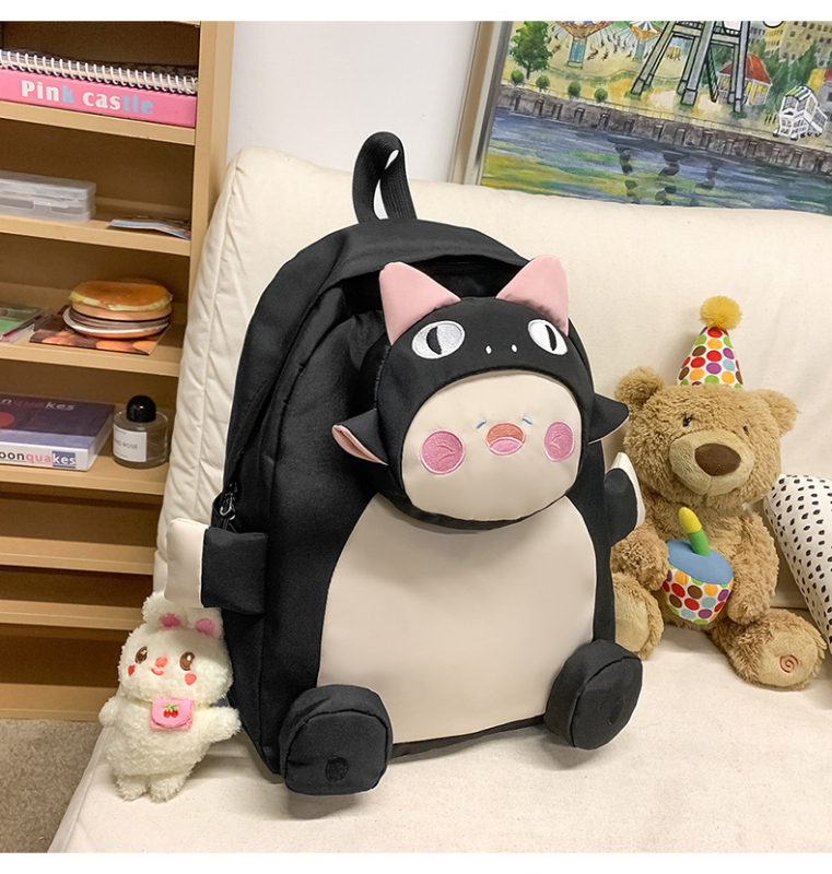 Uus Lõuna-Korea kott armas pehme armas hai kass nukk koomiksikott seljakott lapsemeelne tüdrukute õpilase seljakott