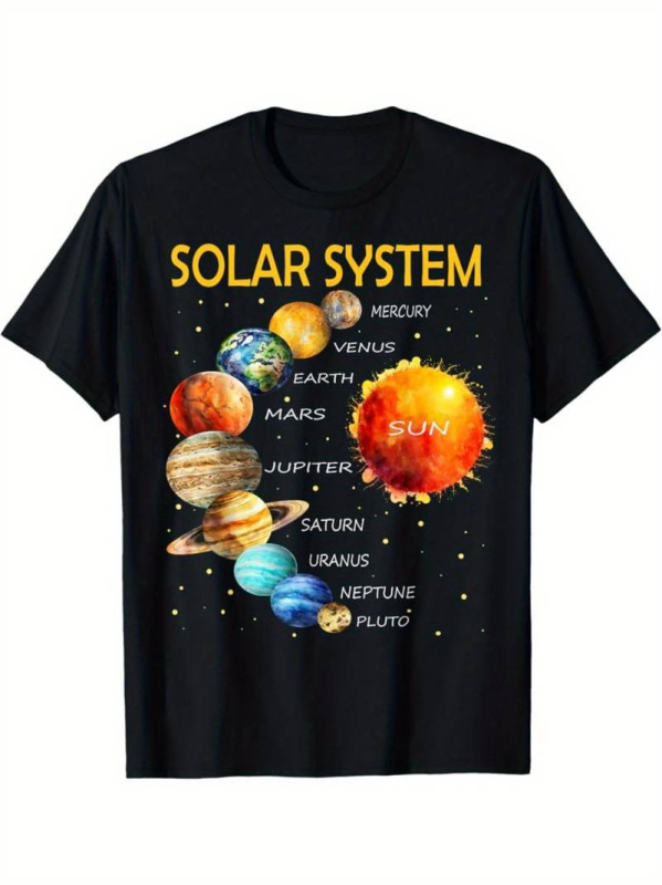 2025 Planet Series Printing 3D digitalni tisak Majica kratkih rukava Prekogranična vanjska trgovina Ljetna dječja majica s okruglim izrezom