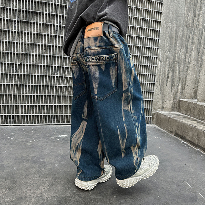 Poiste teksad kevad ja sügis 2025 uued stiilsed sirged püksid poistele kevad ja sügis laste lahtised pikad püksid trendikad