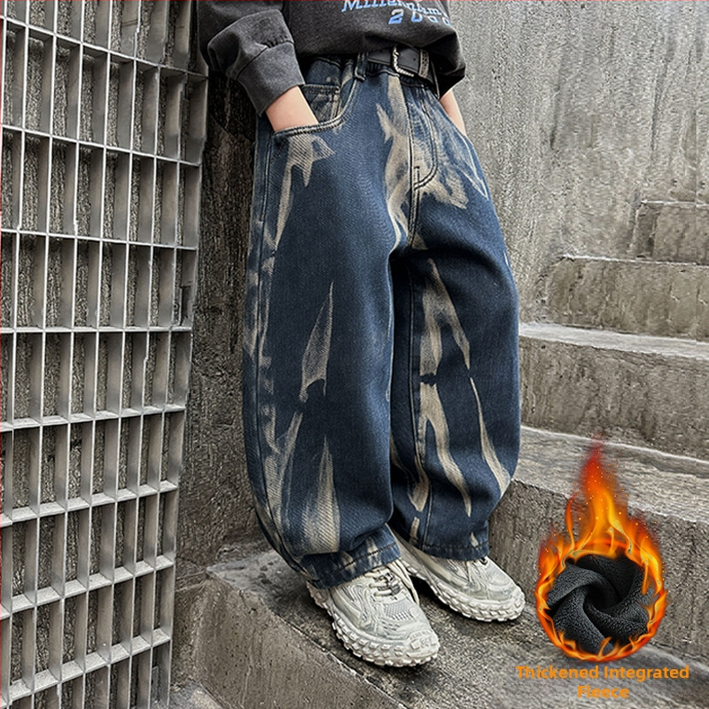 Poiste teksad kevad ja sügis 2025 uued stiilsed sirged püksid poistele kevad ja sügis laste lahtised pikad püksid trendikad