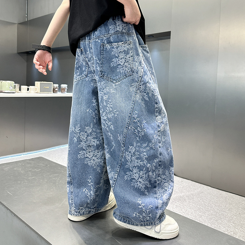 Poiste teksad kevad ja sügis 2025 uued stiilsed sirged püksid poistele kevad ja sügis laste lahtised pikad püksid trendikad