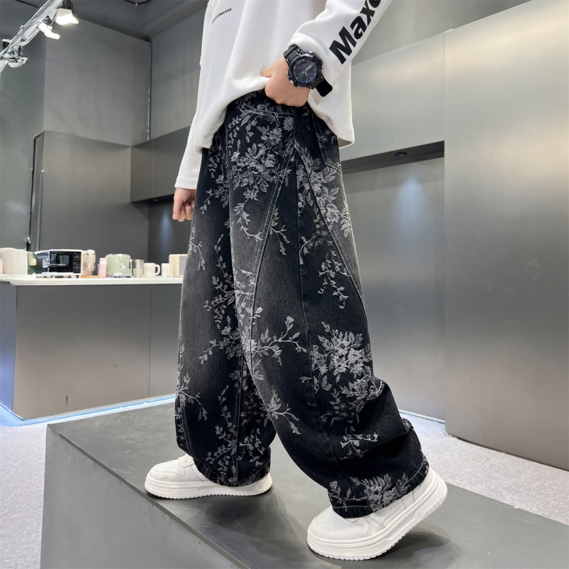 Poiste teksad kevad ja sügis 2025 uued stiilsed sirged püksid poistele kevad ja sügis laste lahtised pikad püksid trendikad